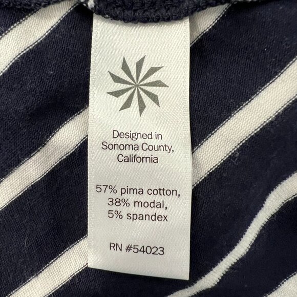 Athleta Makai Maxi Dress Size S Navy White Striped Short Sleeve Cotton Blend - Picture 9 of 9
